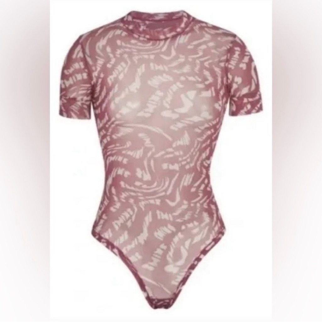 Skims Mesh Bodysuit Raspberry Rare Collectible Nwt